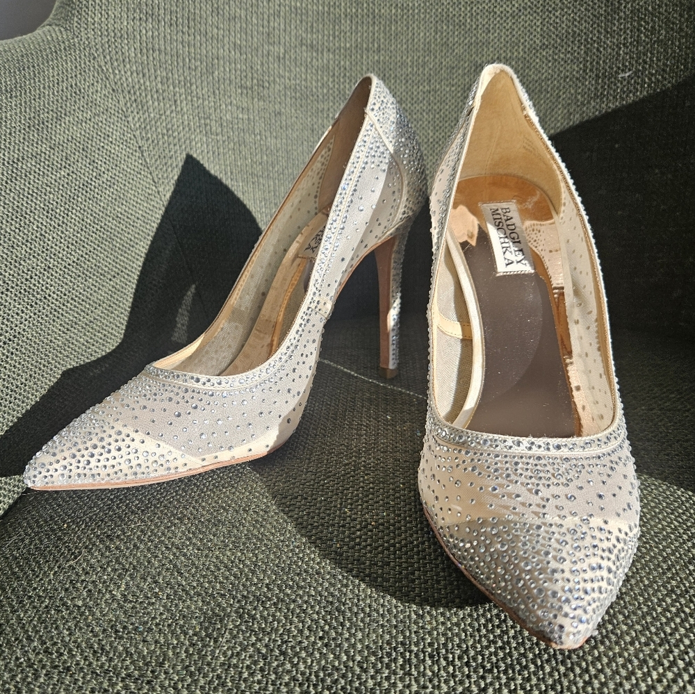 Badgley Mischka Glittering Silver Heels